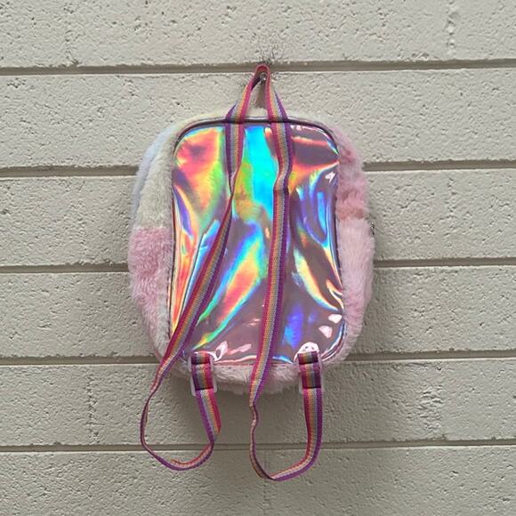 Juicy Couture Fluffy Plush Rainbow Mini Backpack - Picture 2 of 7